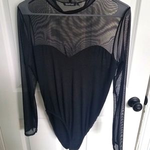 Bodysuit black lace sweetheart boohoo